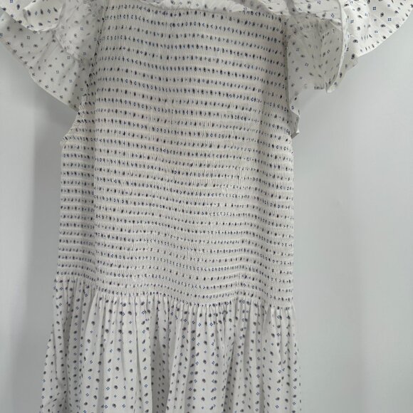 Hill House The Akilah Nap Dress size M Cotton Paisley Print White/Blue Midi - Picture 5 of 10